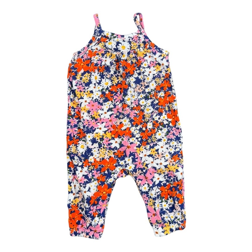 Old Navy Floral‎ Print Baby Girl Romper Jumpsuit 3-6 M Sleeveless Colorful 138